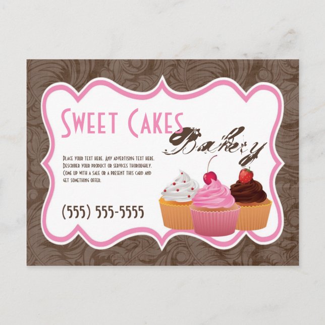 Werbekarten-Cup Kuchen Bäckerei Süße Leckereien Postkarte (Vorderseite)