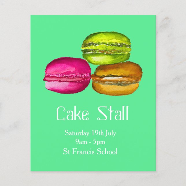 Werbemakaronen für den Verkauf von Kuchen-Stall-Ba Flyer (Vorne)