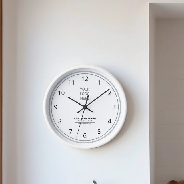 Werbemarken für Minimalistische Firmenlogo Große Wanduhr (Simple White Minimalist Clock to Adorn Corner Walls)