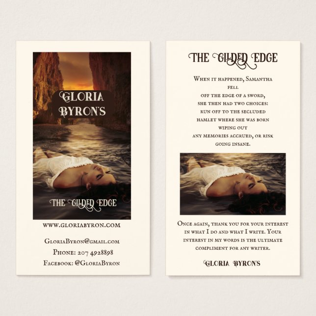 Werbematerial des Autors in Gilded Edge-Profil (Vorne & Hinten)