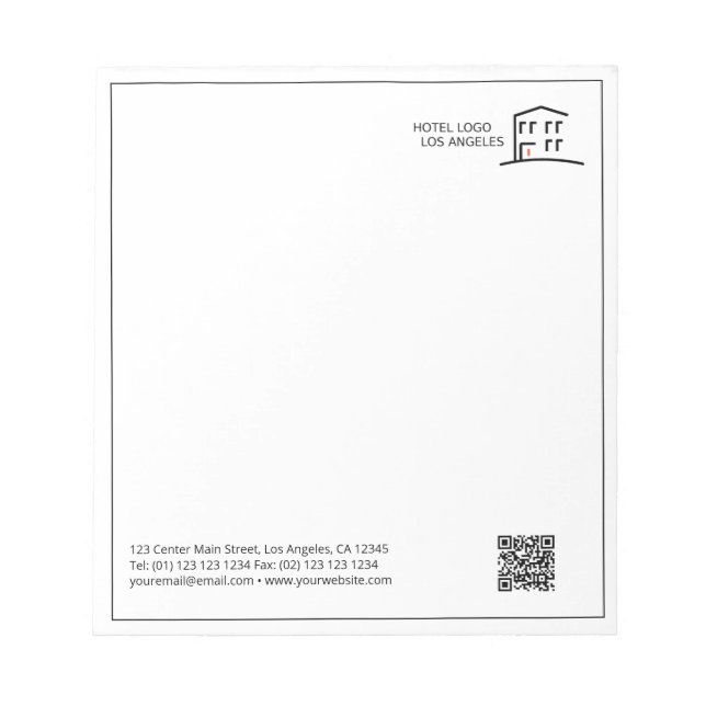 Werbenotiz für QR-Code-Geschäftslogos Notizblock (Vorderseite)