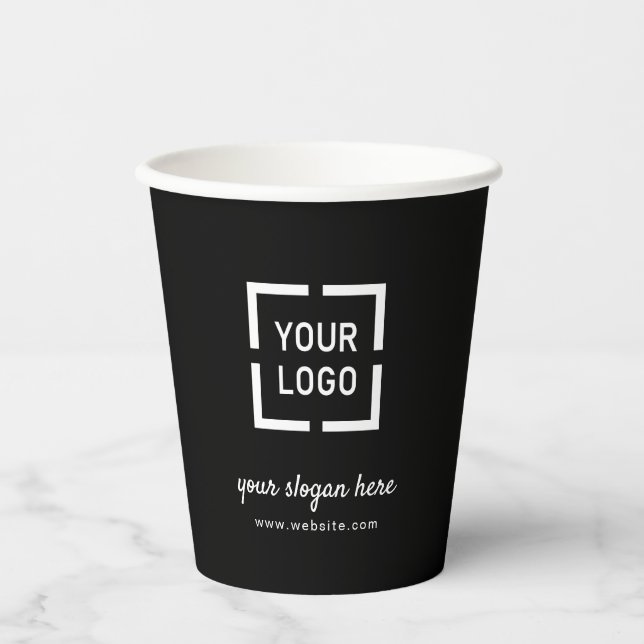 Werbepapier-Cups mit dem Logo "Black Custom" Pappbecher (Vorderseite)