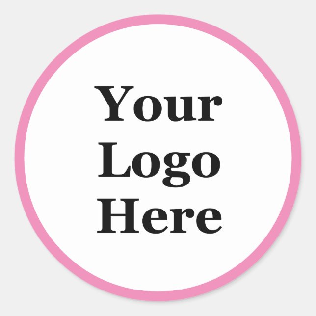 Werbepinke und weiße Logo hier Runder Aufkleber (Vorderseite)