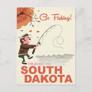 Werbeplakat für einen Angelausflug in South Dakota Postkarte