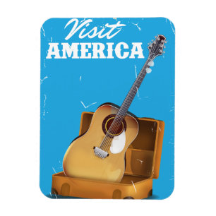 Werbeplakat für Vintage-Akustikgitarre Magnet