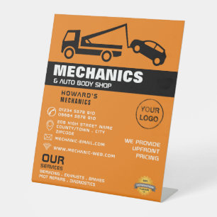 Werbespots, Auto- und Reparaturarbeiten Sockelschild