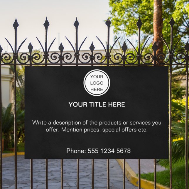 Werbetext für Schwarzweiß-Firmenlogo Banner (Von Creator hochgeladen)