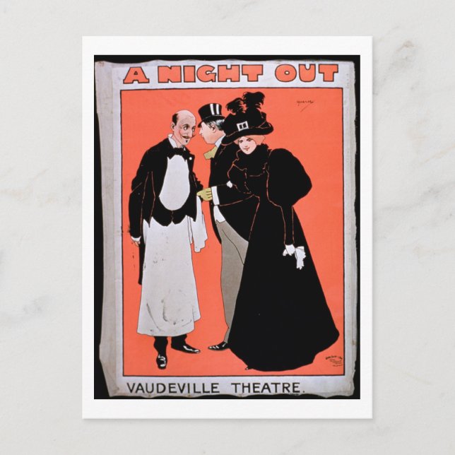 Werbung für "A Night Out" im Vaudeville Postkarte (Vorderseite)