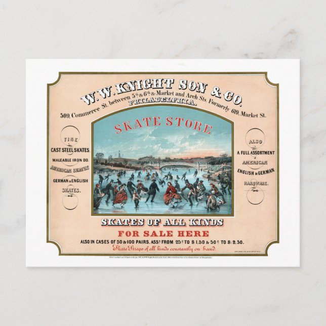 Werbung für antike Philadelphia-Skate Postkarte (Vorderseite)