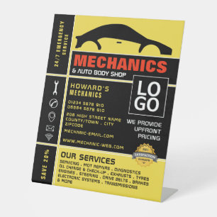Werbung für Autos, Auto-Mechanik und Reparaturen Sockelschild