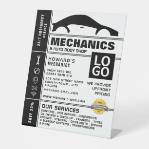 Werbung für Autos, Auto-Mechanik und Reparaturen Sockelschild