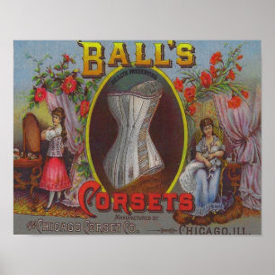 Werbung für Ball's Corsets aus den 1880er Jahren Poster
