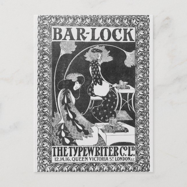 Werbung für Bar-Lock-Schreibmaschinen, c.1895 Postkarte (Vorderseite)