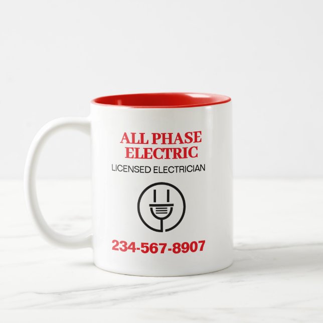 Werbung für berufliche Elektrogeräte Zweifarbige Tasse (Links)