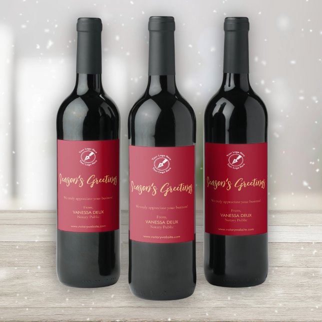 Werbung für berufliche Rot-Gold-Notarnamen Weinetikett (Von Creator hochgeladen)