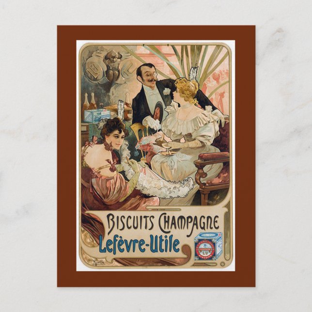 Werbung für Champagner-Biscuits Postkarte (Vorderseite)