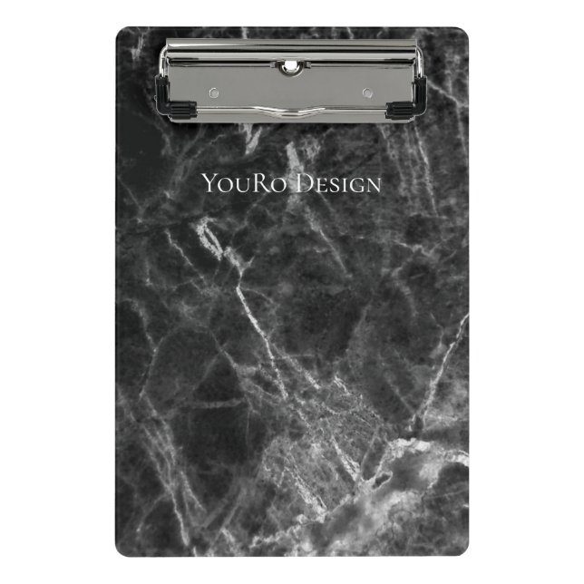 Werbung für coolen schwarzen Marmor Mini Klemmbrett (Vorderseite)