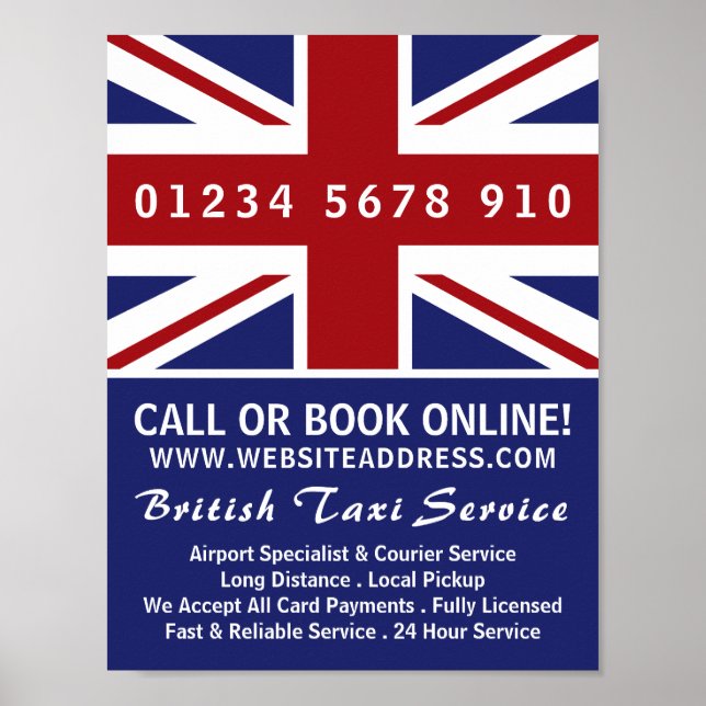 Werbung für das britische Taxi-Unternehmen Poster (Vorne)