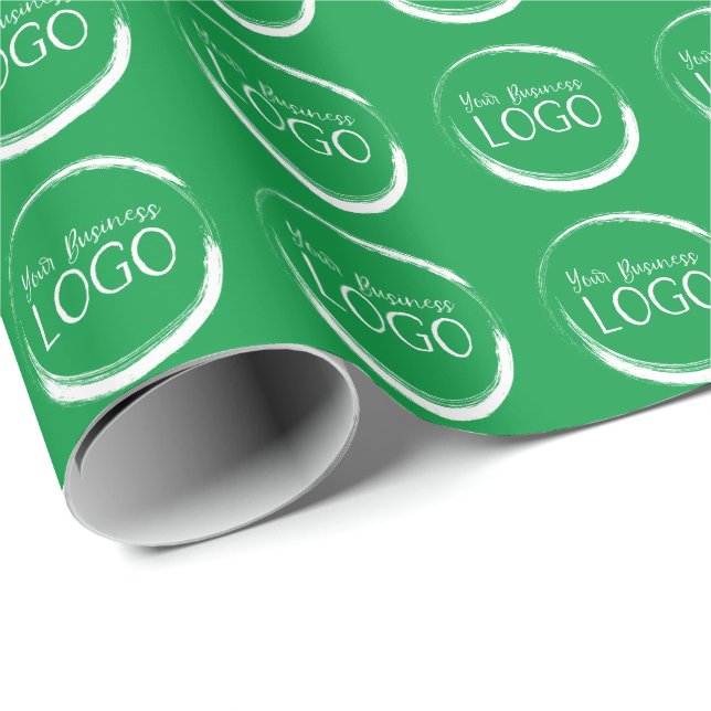 Werbung für das Logo "Holiday Green and White Smal Geschenkpapier (Rolleneckpunkt)