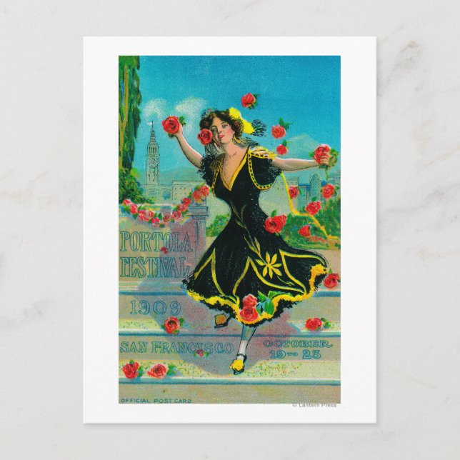 Werbung für das Portola Festival (Tänzer) Postkarte (Vorderseite)