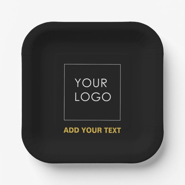 Werbung für das Unternehmen "Black Custom Logo" Pappteller (Vorderseite)
