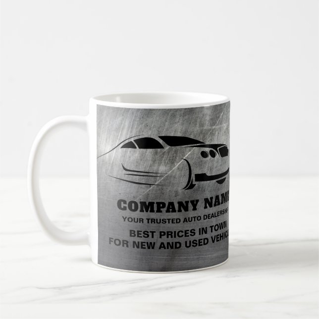 Werbung für den Verkauf von Auto mit geschliffenen Kaffeetasse (Links)