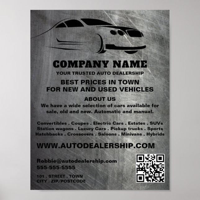 Werbung für den Verkauf von Auto mit geschliffenen Poster (Vorne)
