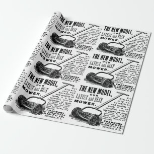 Werbung für den Vintagen Rasenmäher Geschenkpapier