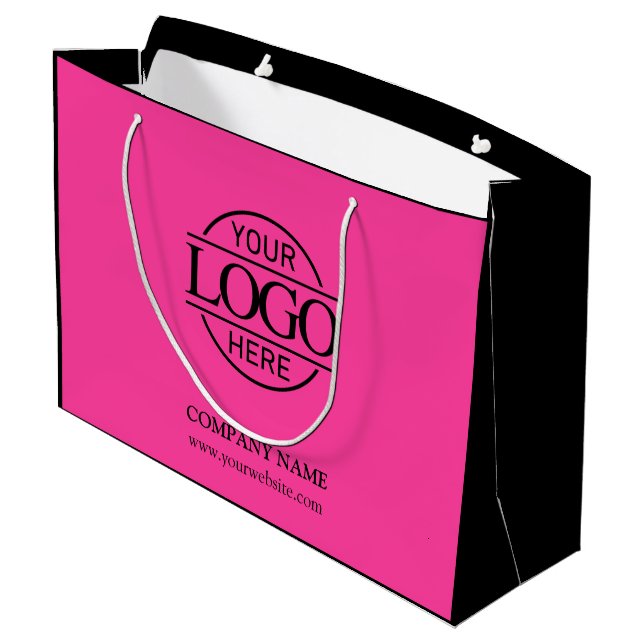 Werbung für Firmenlogos mit rosa und schwarzen Mar Große Geschenktüte (Rückseite Schrägansicht)