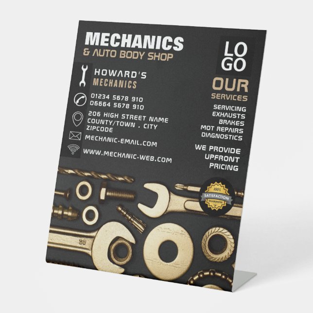 Werbung für Gold-Tools, Auto-Mechanik und Reparatu Sockelschild (Vorderseite)