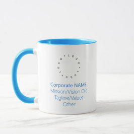 Werbung für hellblaue Combo in der Firmenrunde Tasse