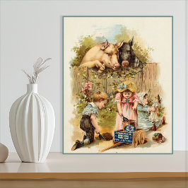 Werbung für Landtiere und Vintage Kinder Poster
