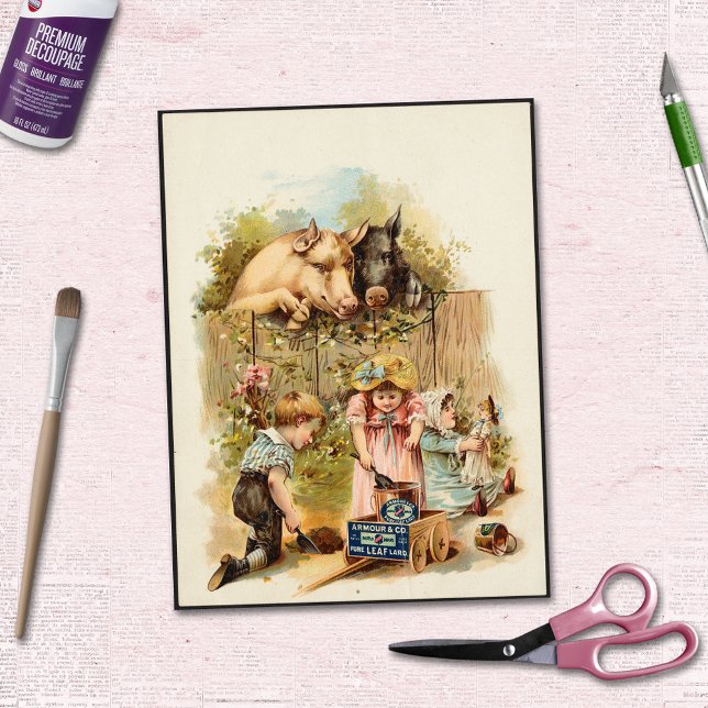 Werbung für Landtiere und Vintage Kinder Seidenpapier (Von Creator hochgeladen)