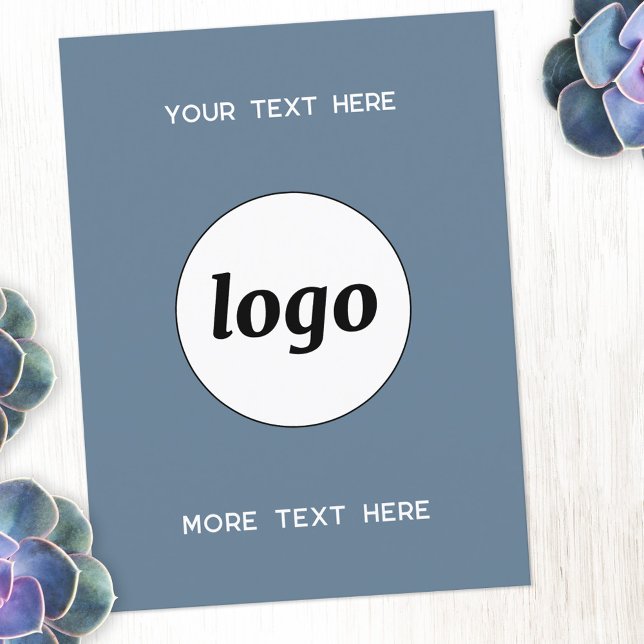 Werbung für Logos Postkarte (Logo with custom text business promotional postcard in dusty blue)
