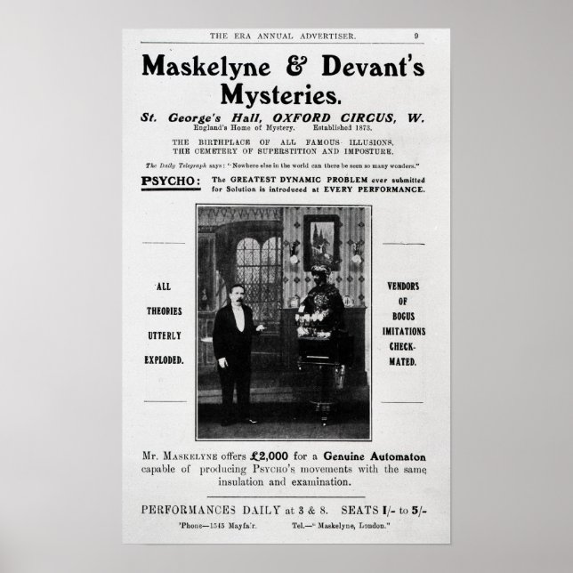 Werbung für Maskelyne & Devant's Mysteries Poster (Vorne)