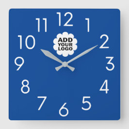 Werbung für moderne Logos von blauen und weißen Un Quadratische Wanduhr