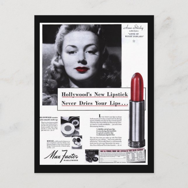 Werbung für Postcard-Vintage Lipstick Postkarte (Vorderseite)