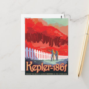 Werbung für Science-Fiction-Reisen, Planet Kepler- Postkarte