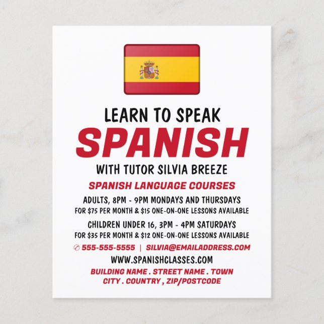 Werbung für Spanische Flagge, Spanische Sprachkurs Flyer (Vorne)