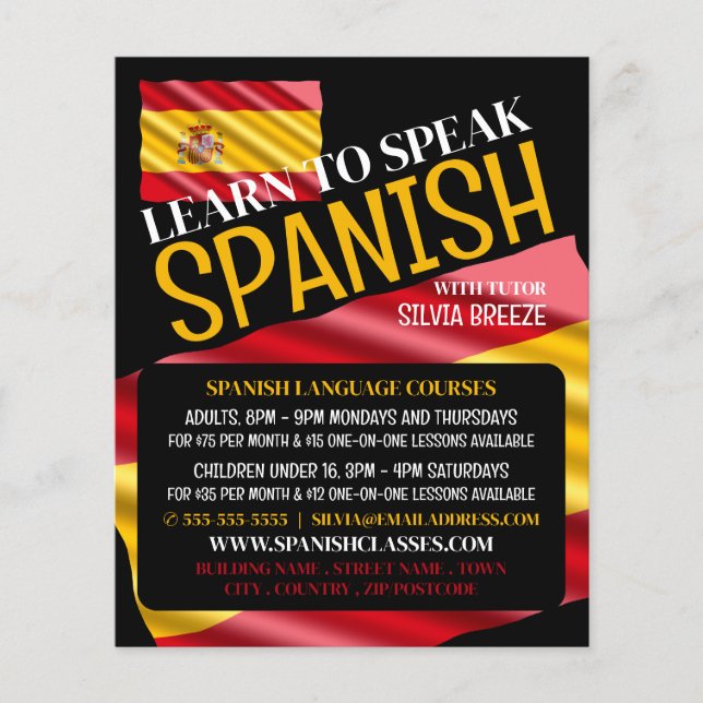 Werbung für Spanische Flagge, Spanische Sprachkurs Flyer (Vorne)