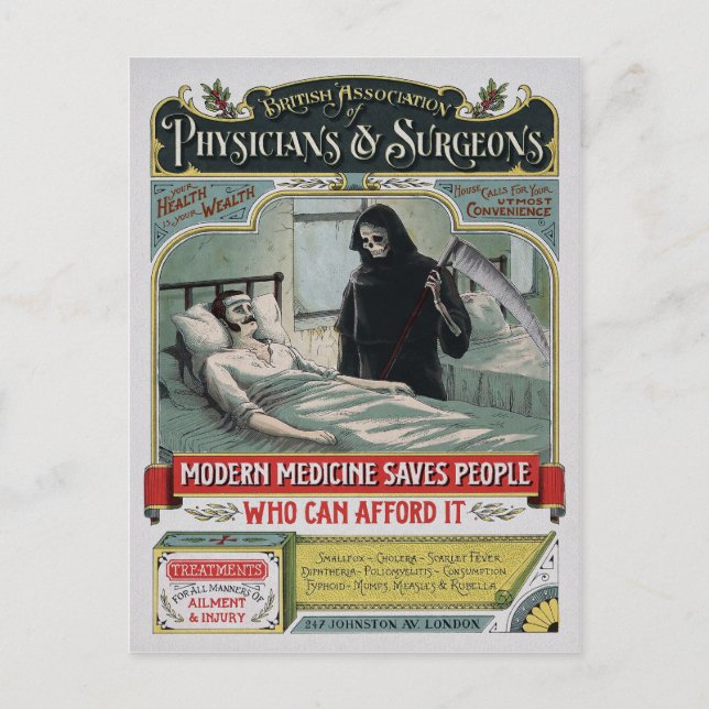 Werbung für Vintage Arzneimittel Postkarte (Vorderseite)