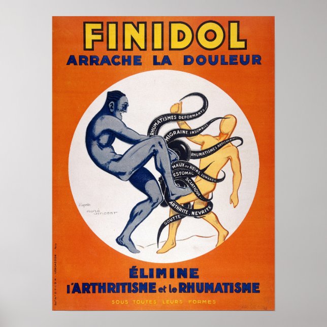 Werbung für Vintage Arzneimittelschmerzen Killer Poster (Vorne)