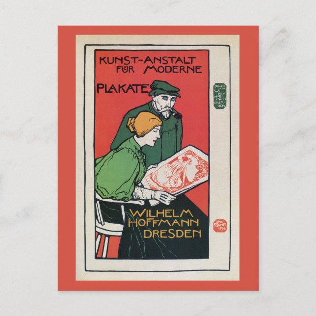 Werbung für Vintage deutsche Plakatdrucker Postkarte (Vorderseite)