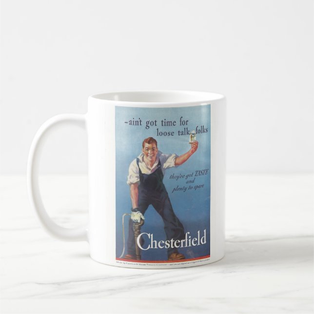 Werbung für Vintage Zigaretten Kaffeetasse (Links)