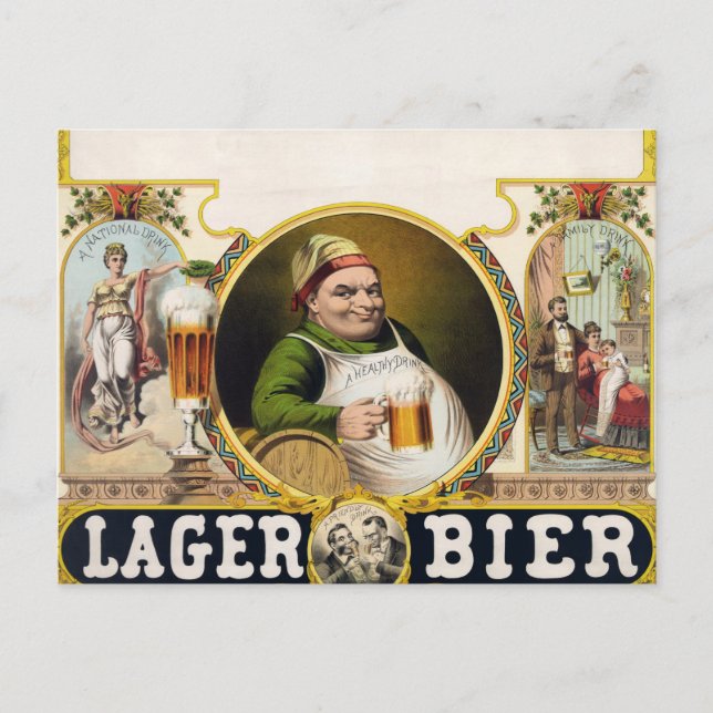 Werbung für Vintages Lagerbier Postkarte (Vorderseite)