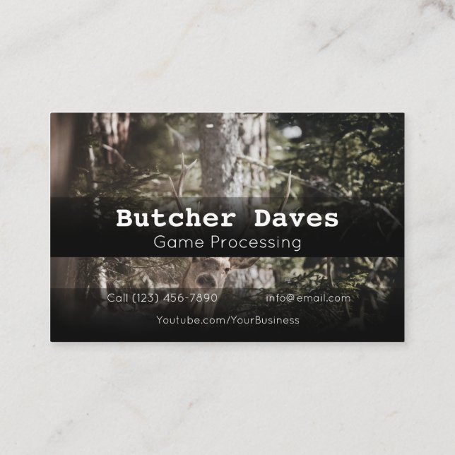 Werbung Game Deer Animal Processing Company Busi Visitenkarte (Rückseite)