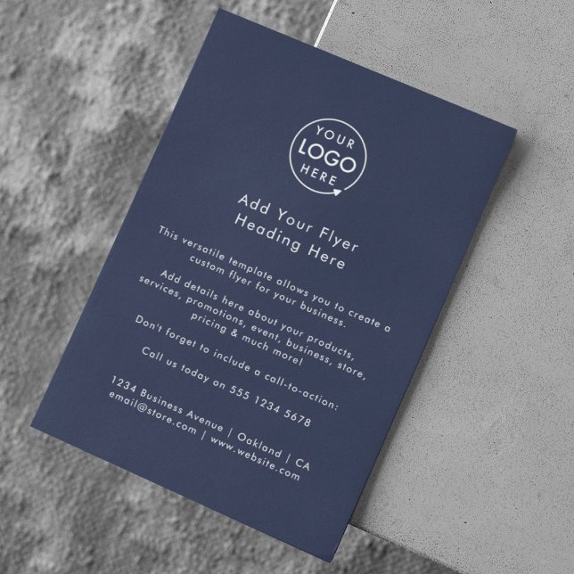 Werbung | Navy Blue Modern Logo Flyer (Create your own unique flyer design with this easy to use template)