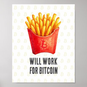 Werde arbeiten für Bitcoin Poster