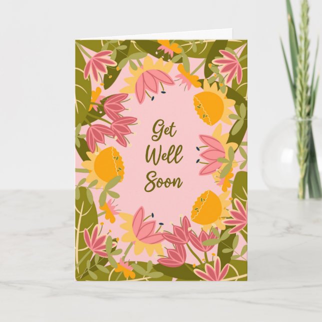Werde Bald Gesund Blumen Karte (Vorderseite)