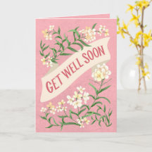 Werde Bald Gesund Rosa Weiche Pastell-Blumenbanner